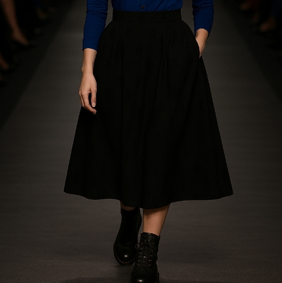 Wool Black Pleated Skirt Fully lined Pockets Vintage Sz 6 - Picture 15 of 15